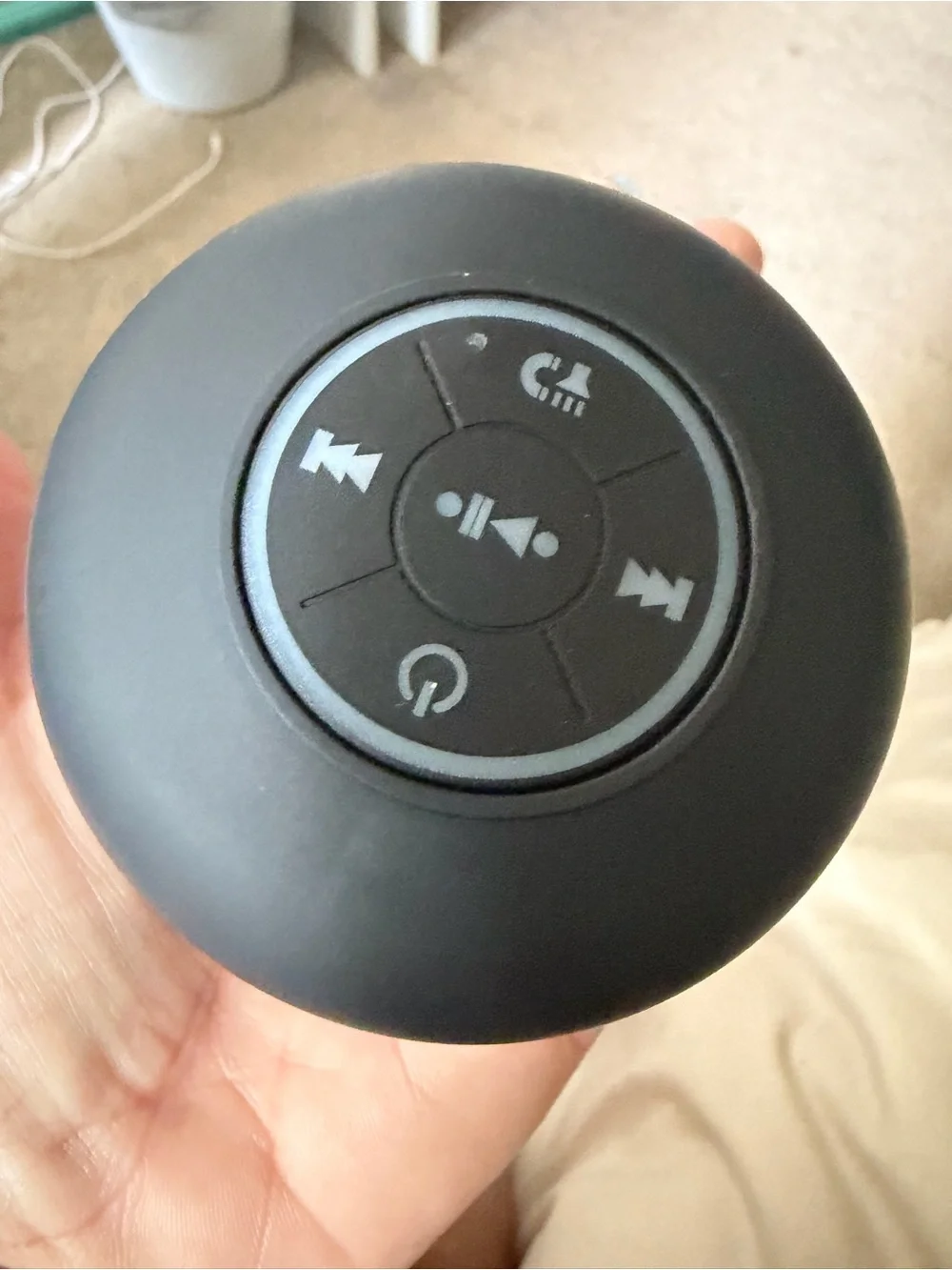 Black Bluetooth Shower Speaker with Playback Controls